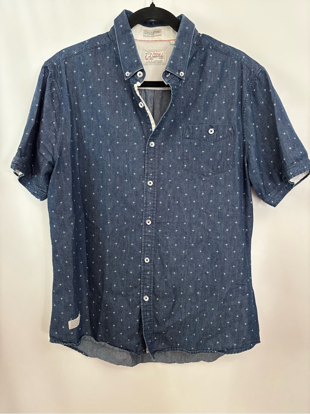 7 Diamonds Vintage Short-Sleeve Button-Down Shirt Size L